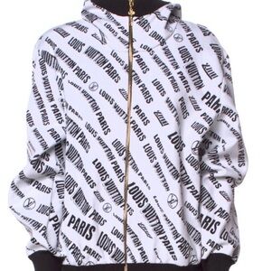 Louis Vuitton Monogram Print Hoodie in White and Black